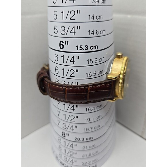 Kessaris Automatic Gold Tone Roman Dial Date Leather 30 MM Exhibition Back Watch - Picture 8 of 14